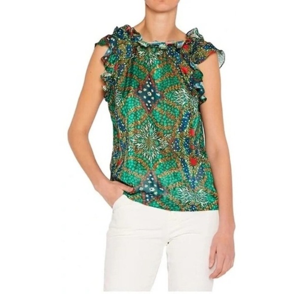 ba&sh Haby Metallic Accent Reversible Top in Green size S - Picture 2 of 12